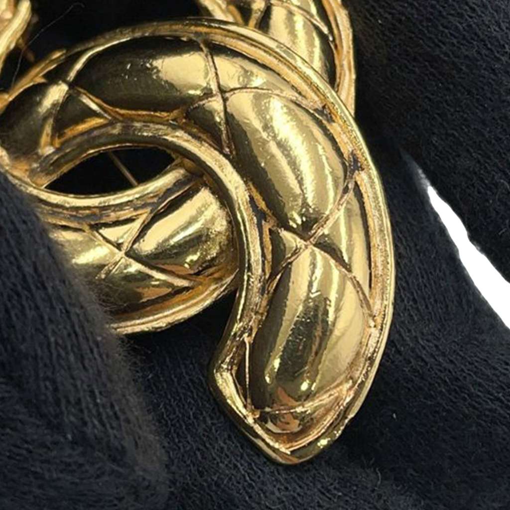 Chanel Gold Plated CC Quilted Brooch - 4