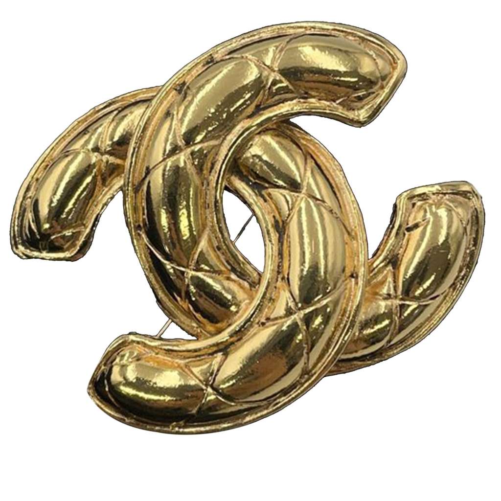 Chanel Gold Plated CC Quilted Brooch - 5