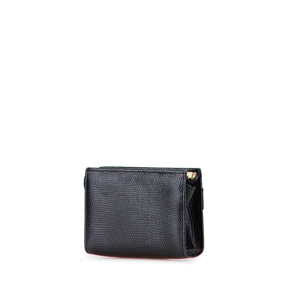Salvatore Ferragamo Embossed Lizard Leather Vara Bow Pouch - Back view
