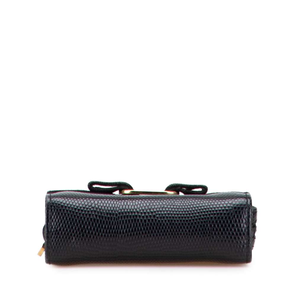 Salvatore Ferragamo Embossed Lizard Leather Vara Bow Pouch - Image 6