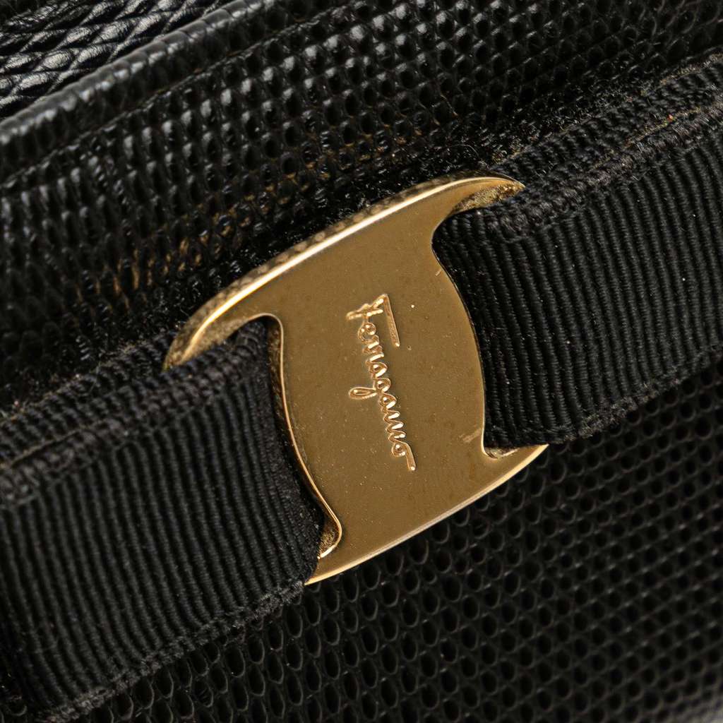 Salvatore Ferragamo Embossed Lizard Leather Vara Bow Pouch - Detail 2
