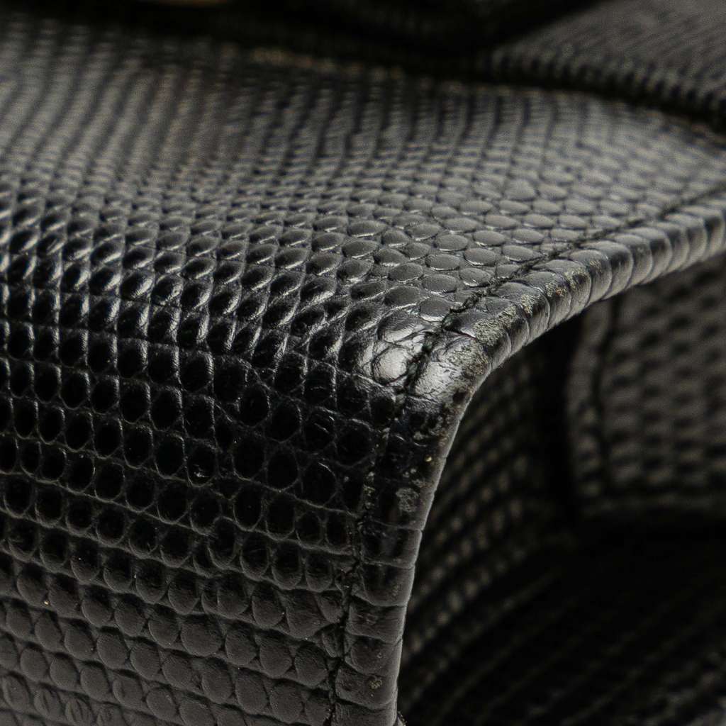 Salvatore Ferragamo Embossed Lizard Leather Vara Bow Pouch - Image 10