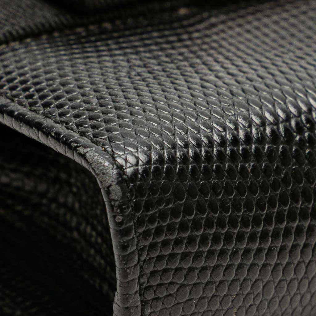 Salvatore Ferragamo Embossed Lizard Leather Vara Bow Pouch - Image 11