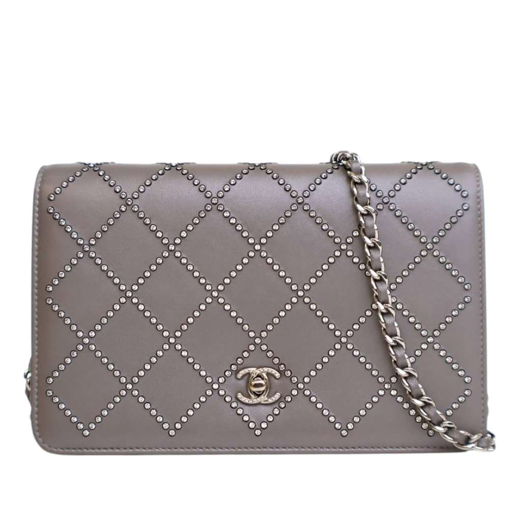 Chanel CC Studded Calfskin Crystal Wallet On Chain