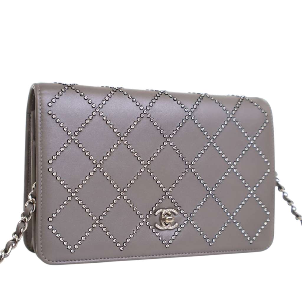 Chanel CC Studded Calfskin Crystal Wallet On Chain - Back view