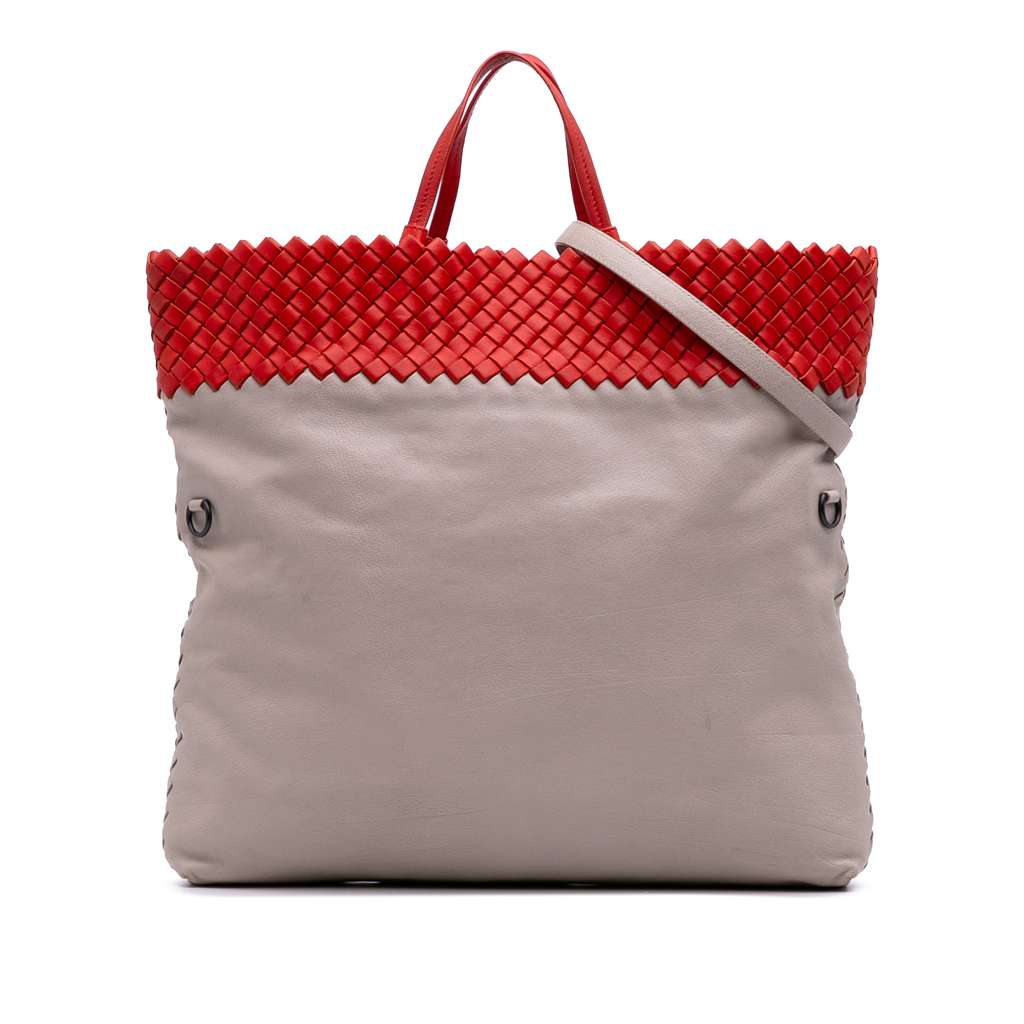 Bottega Veneta Intrecciato Trimmed Bicolor Nappa Satchel
