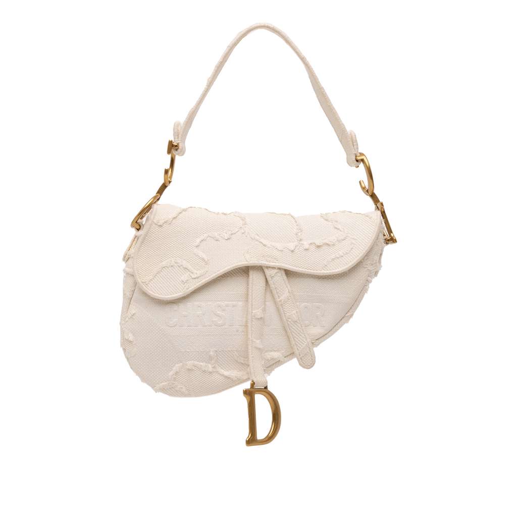 Dior Mini Canvas Embroidered Camouflage Saddle Bag