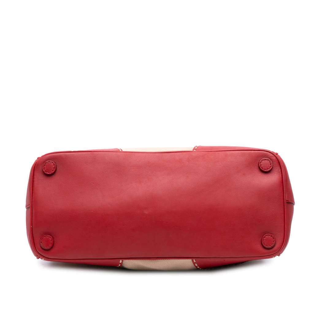 Prada Small Canvas and City Calf Hand Stitched Galleria Double Zip Satchel - Image 6