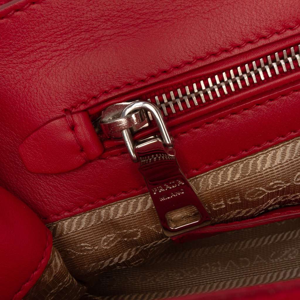 Prada Small Canvas and City Calf Hand Stitched Galleria Double Zip Satchel - Detail 1