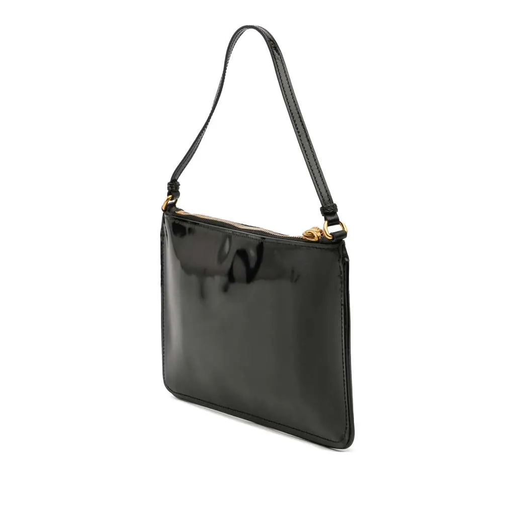 Prada Spazzolato Bow Pochette Black Leather Good - Back View