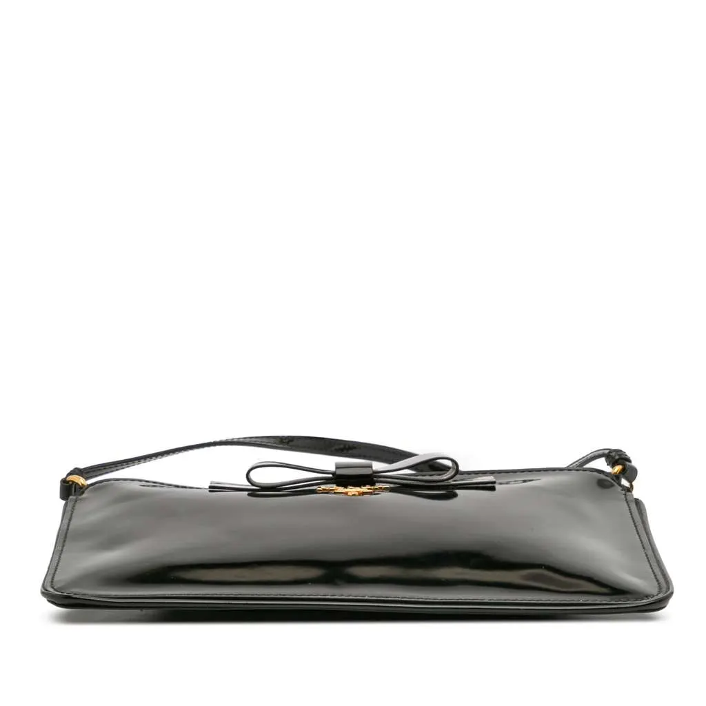 Prada Spazzolato Bow Pochette Black Leather Good - Inside View