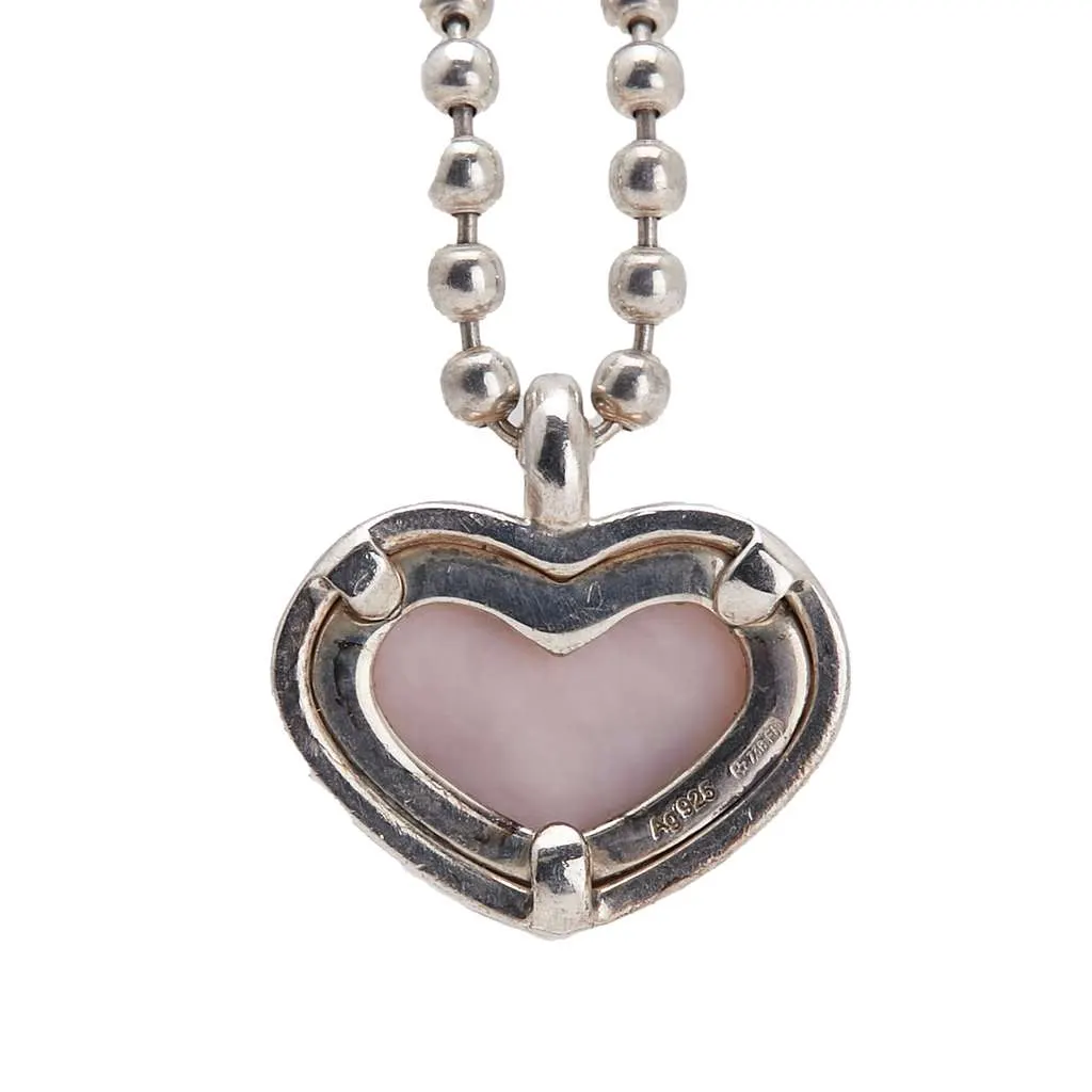 Gucci Sterling Silver and Opal Love Britt Pendant Necklace Silver Silver Good - Back View