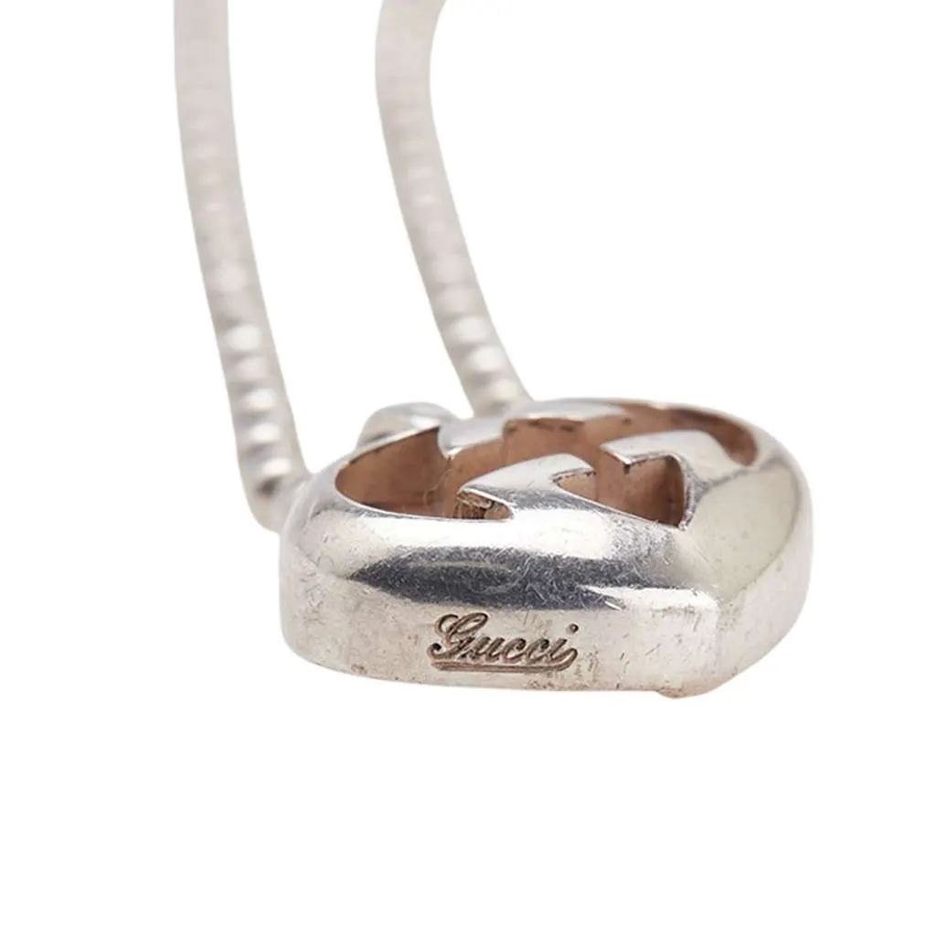 Gucci Sterling Silver and Opal Love Britt Pendant Necklace Silver Silver Good - Inside View