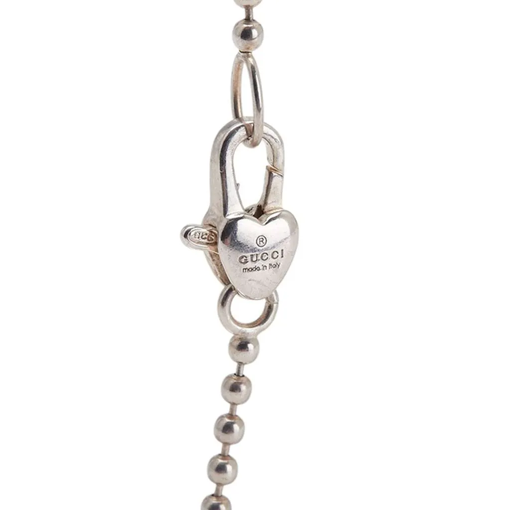Gucci Sterling Silver and Opal Love Britt Pendant Necklace Silver Silver Good - Box View