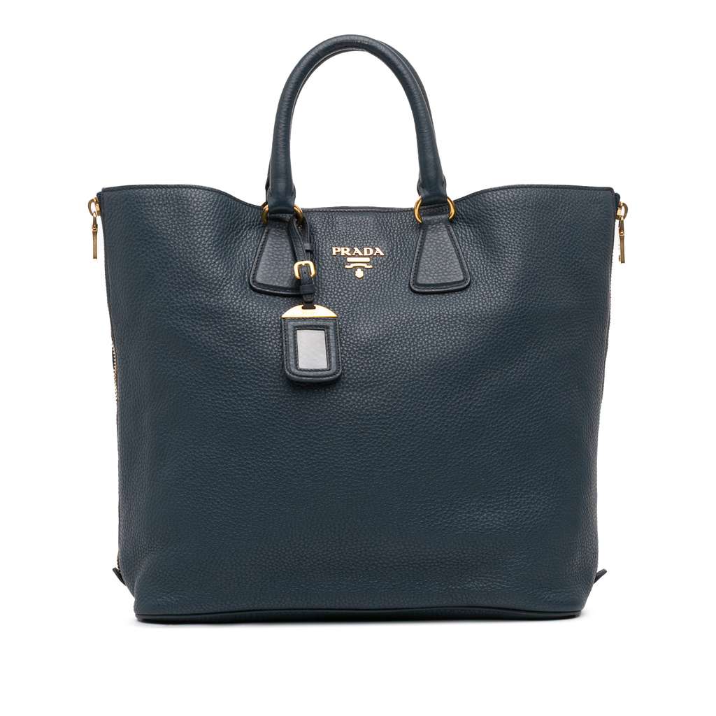 Prada Vitello Daino Side Zip Convertible Tote