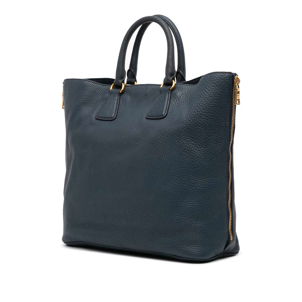 Prada Vitello Daino Side Zip Convertible Tote - Back view