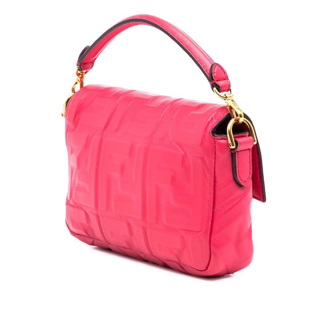 Fendi Mini Zucca Embossed Leather Baguette Satchel - Back view