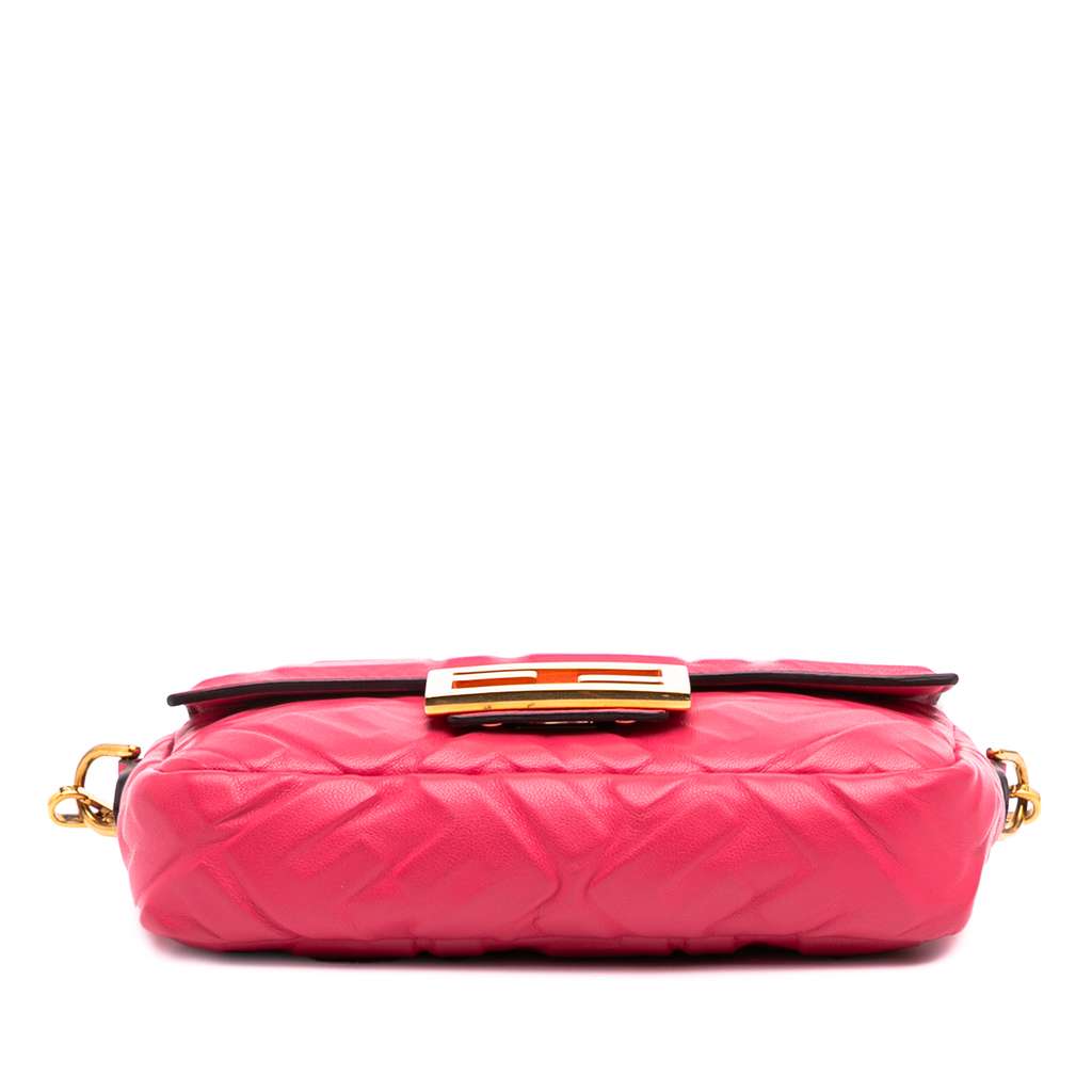 Fendi Mini Zucca Embossed Leather Baguette Satchel - Image 6