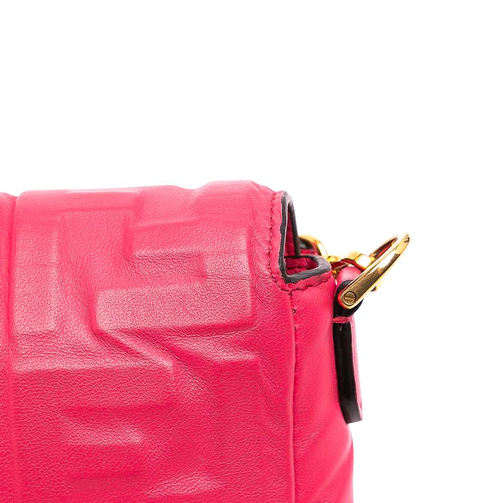 Fendi Mini Zucca Embossed Leather Baguette Satchel - Image 11