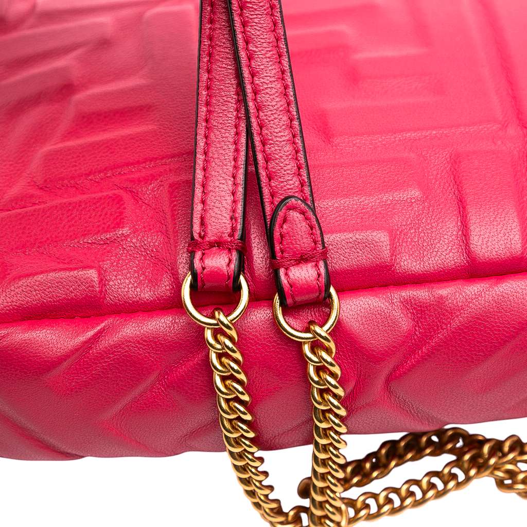 Fendi Mini Zucca Embossed Leather Baguette Satchel - Image 12