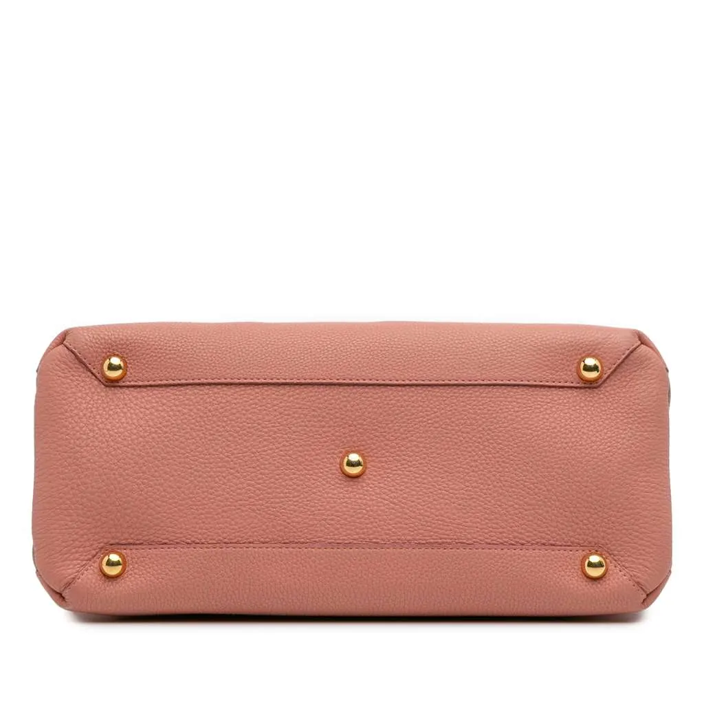 Burberry Medium Leather and House Check Banner Satchel Pink Leather Good - Back View