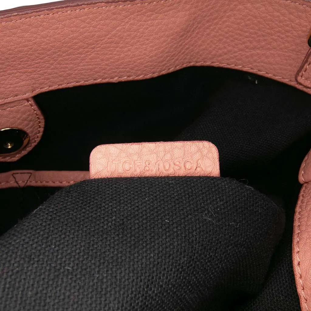 Burberry Medium Leather and House Check Banner Satchel Pink Leather Good - Model View