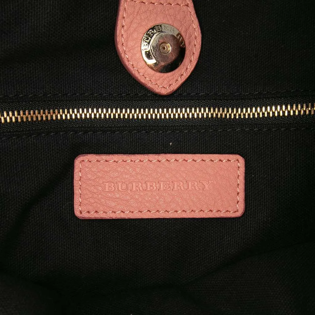 Burberry Medium Leather and House Check Banner Satchel Pink Leather Good - Box View