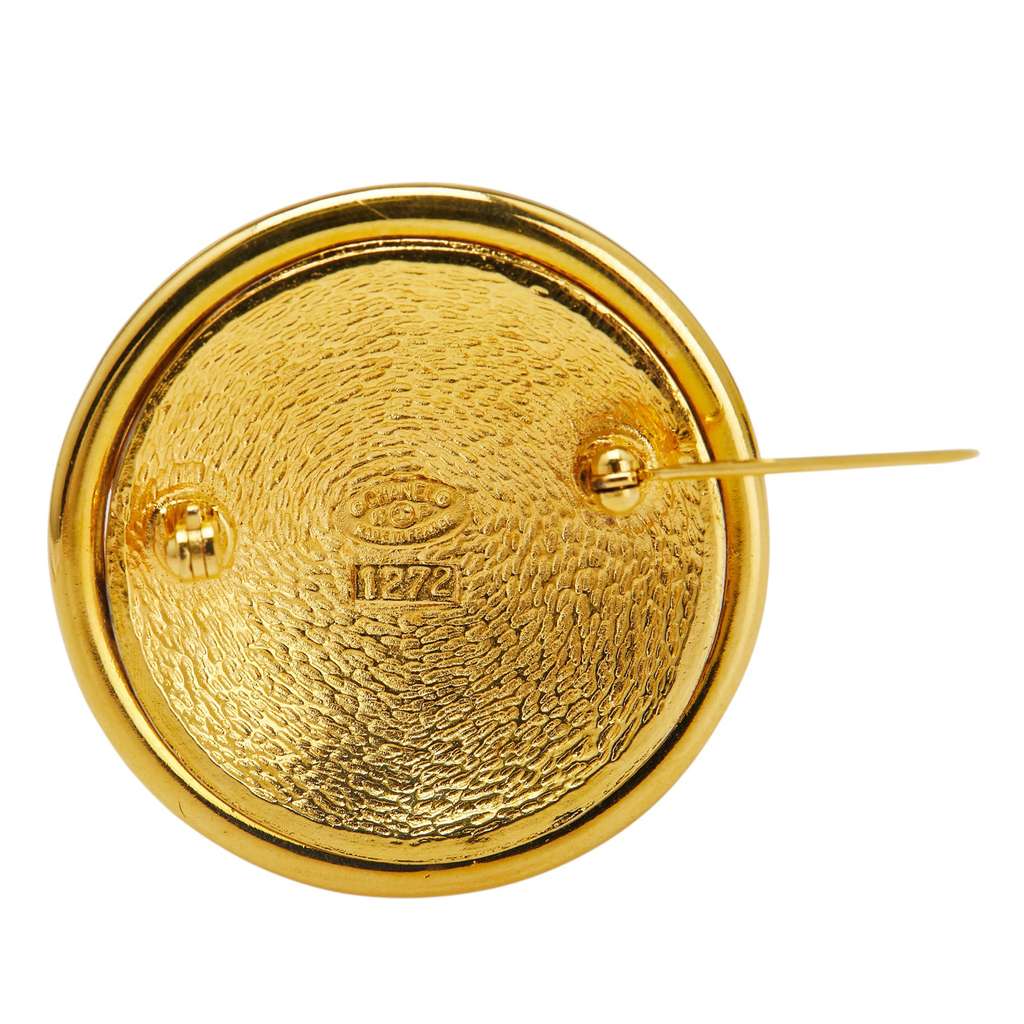 Chanel Gold Plated and Silver Plated CC Round Brooch - Image 6