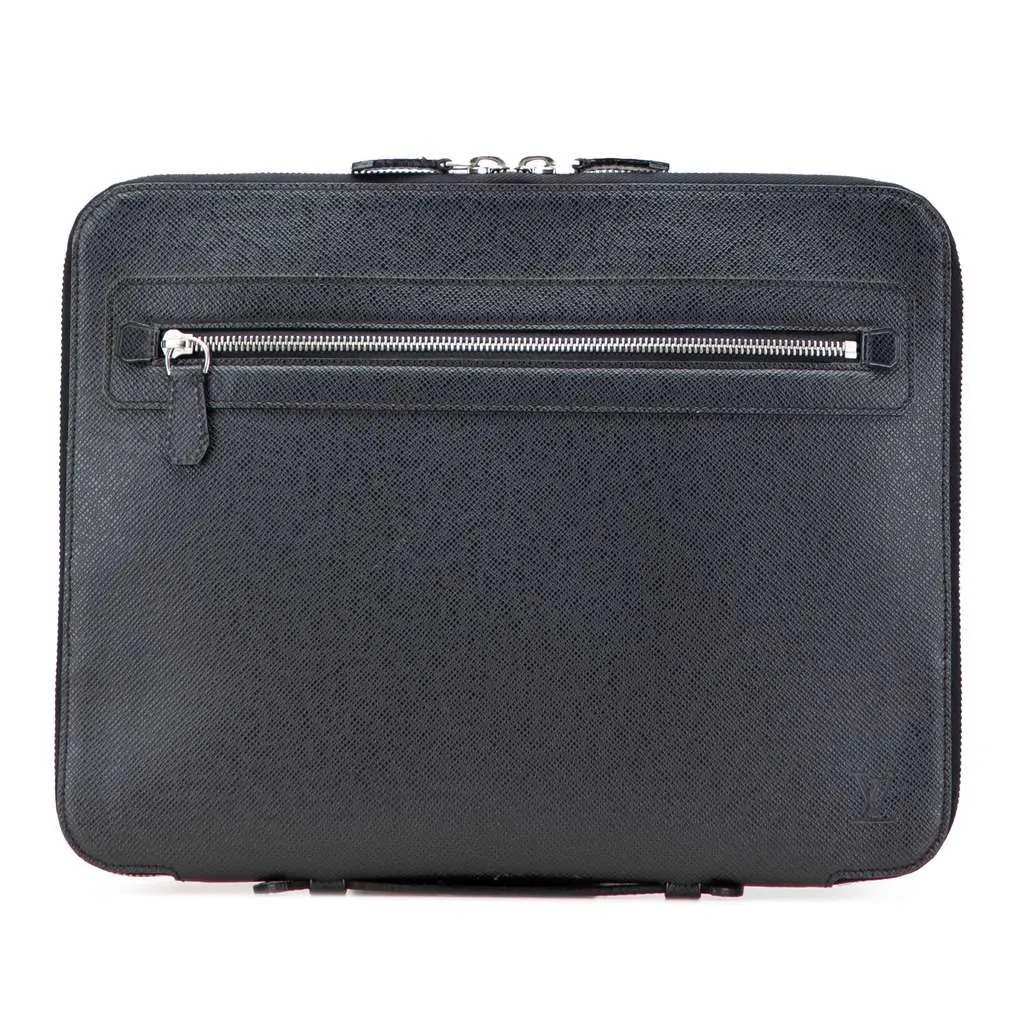 Louis Vuitton Taiga Vladimir Portfolio Black Leather Good - Front View