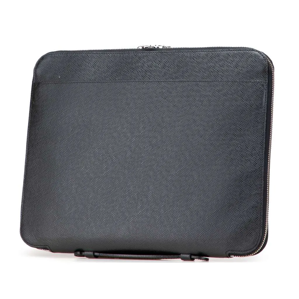 Louis Vuitton Taiga Vladimir Portfolio Black Leather Good - Back View