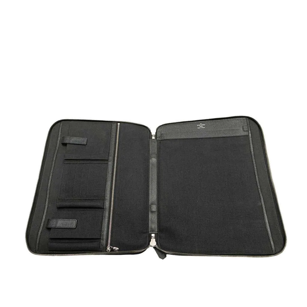 Louis Vuitton Taiga Vladimir Portfolio Black Leather Good - Model View