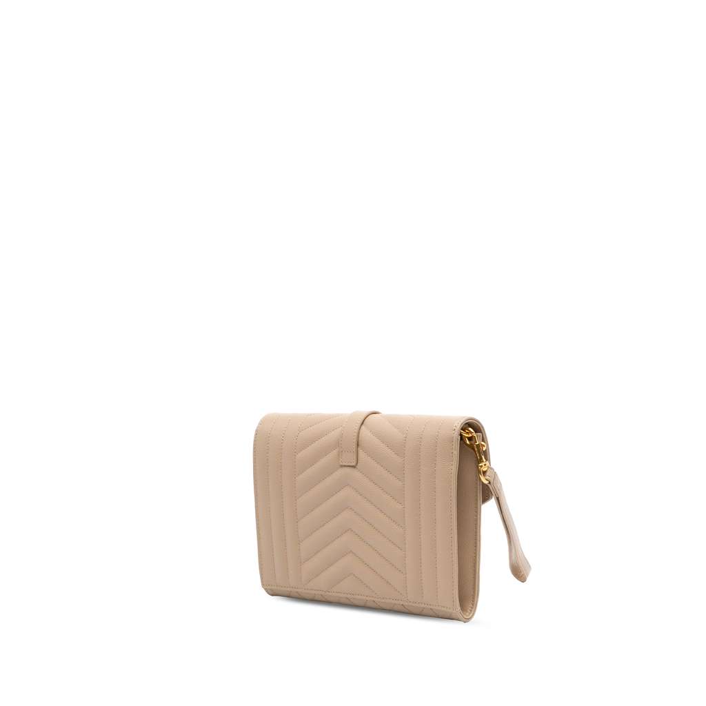 Saint Laurent Grain De Poudre Mix Matelasse Envelope Flap Pouch - 2