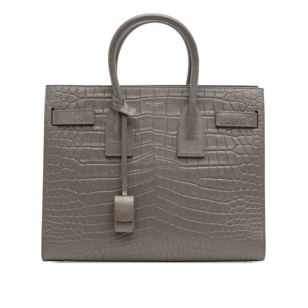 Saint Laurent Small Croc Embossed Leather Sac De Jour Satchel