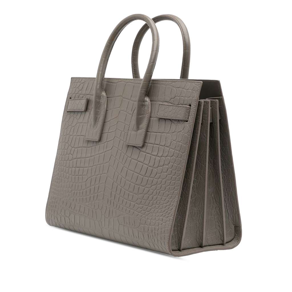 Saint Laurent Small Croc Embossed Leather Sac De Jour Satchel - Back view