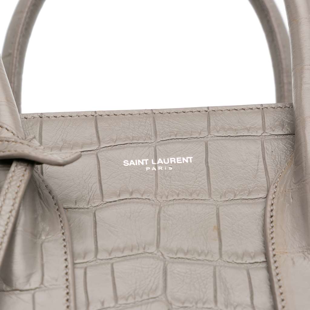 Saint Laurent Small Croc Embossed Leather Sac De Jour Satchel - Image 11