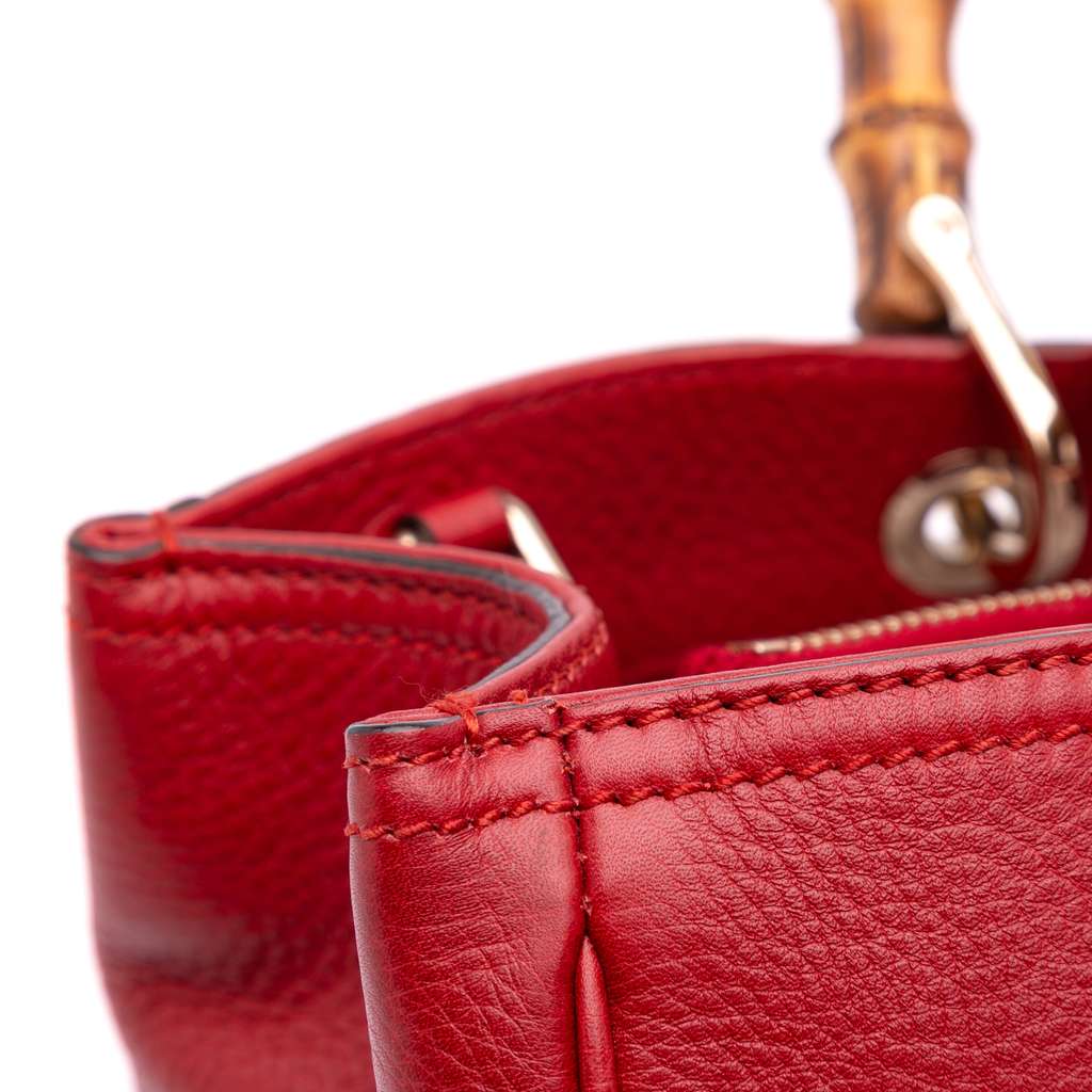 Gucci Medium Calfskin Bamboo Shopper Satchel - Image 11