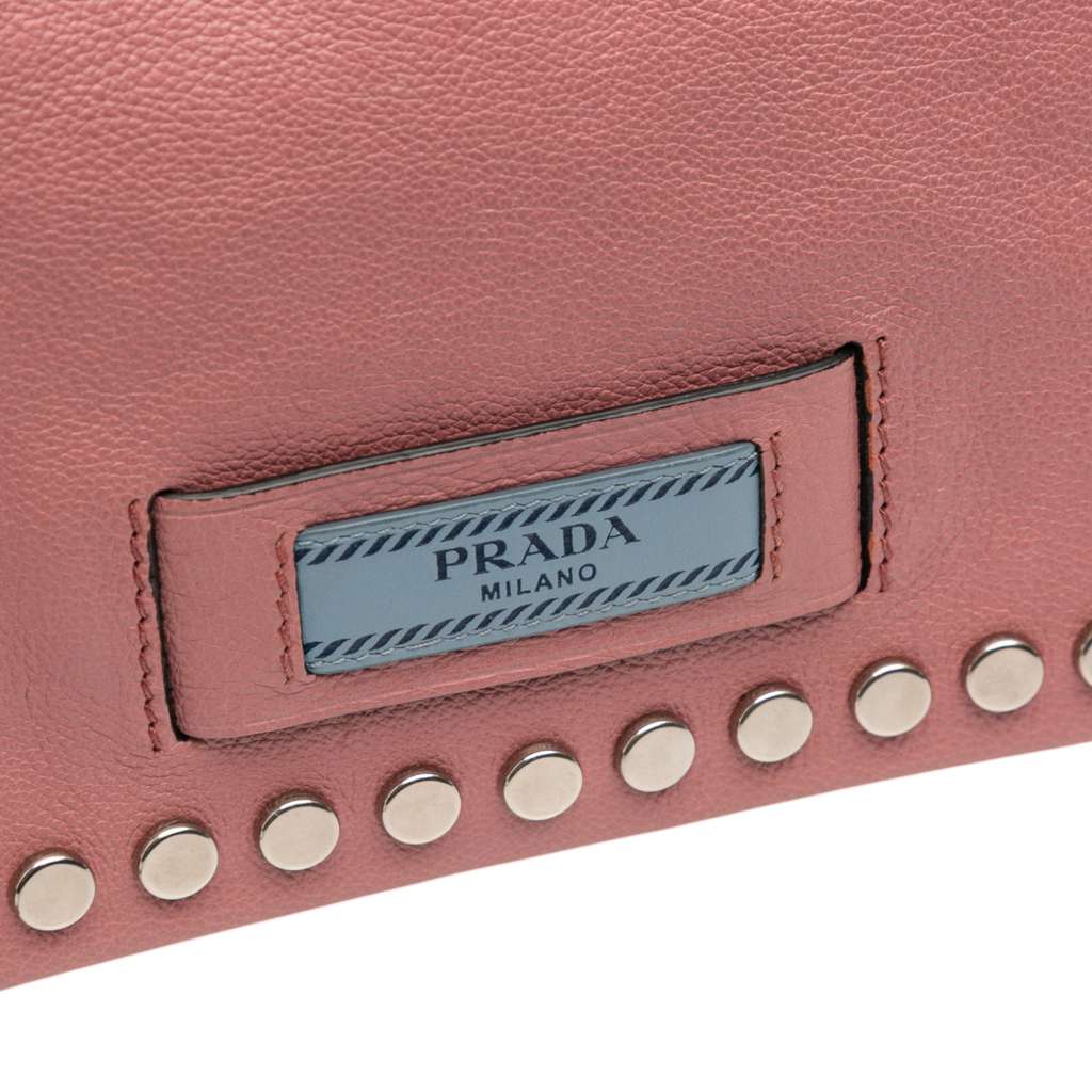 Prada Glace Calf Studded Etiquette Flap Crossbody - Detail 1