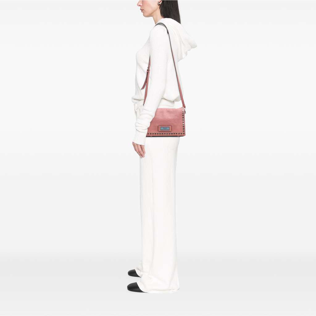 Prada Glace Calf Studded Etiquette Flap Crossbody - Image 11