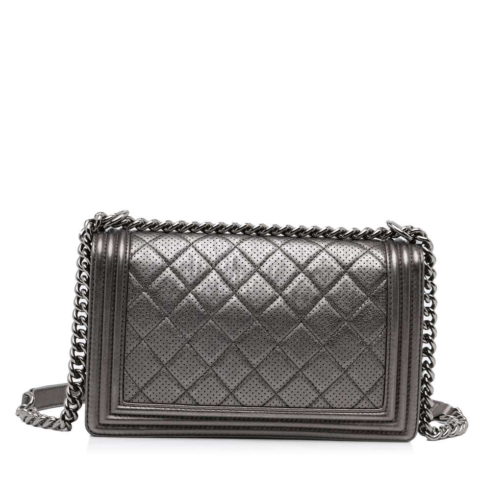Chanel Medium Quilted Perforated Metallic Lambskin Boy Flap - 4