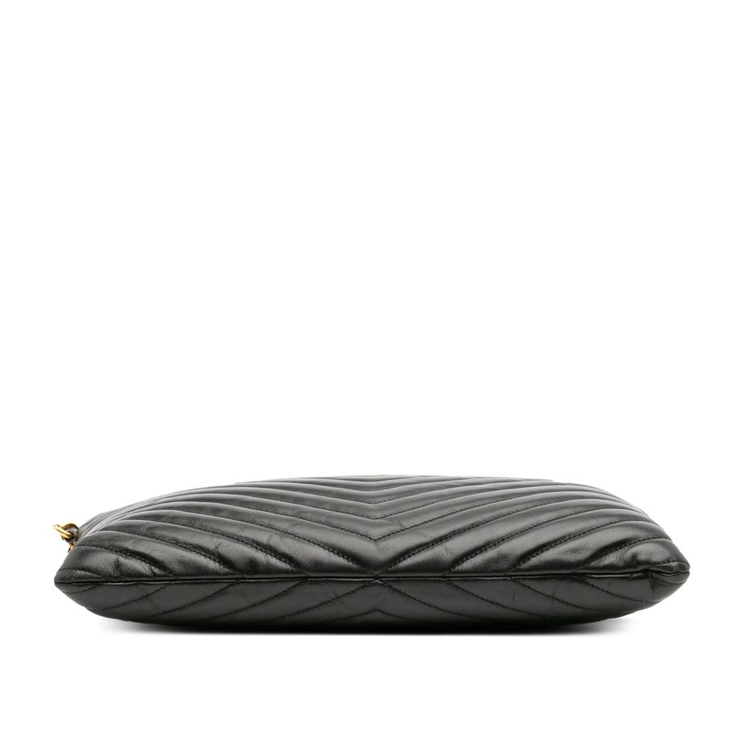 Saint Laurent Leather Chevron Monogram Document Holder - 3