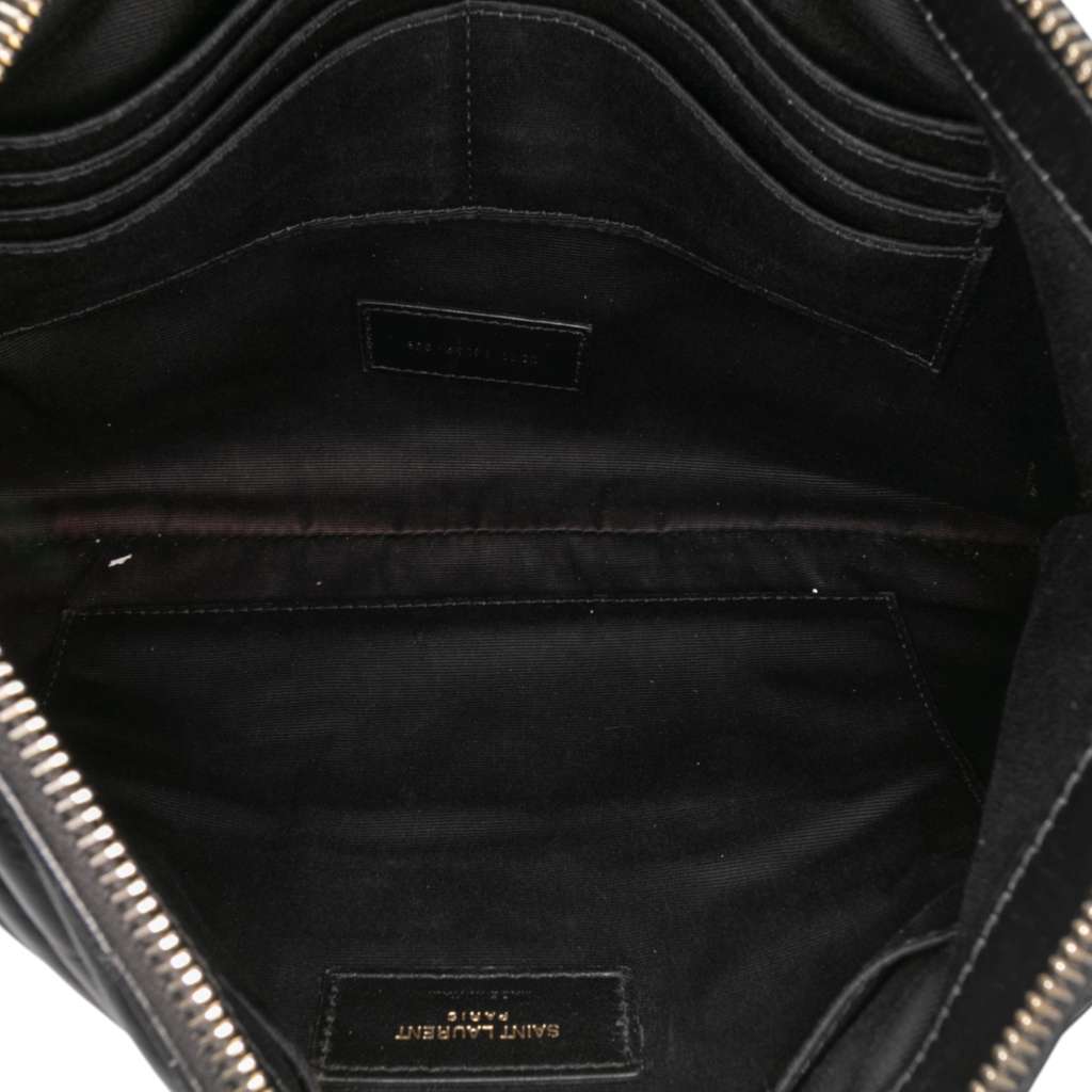 Saint Laurent Leather Chevron Monogram Document Holder - 4