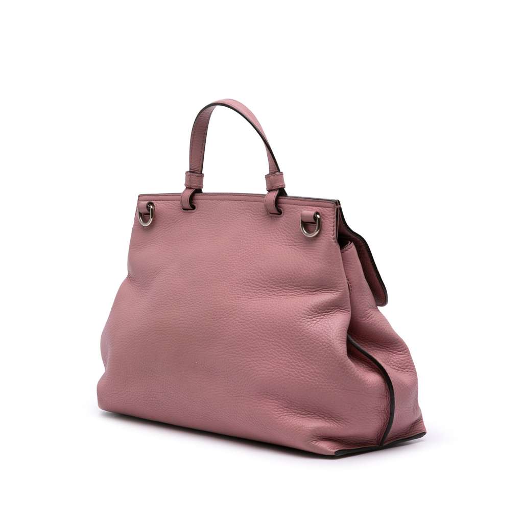 Gucci Medium Leather Bamboo Daily Satchel - Back view