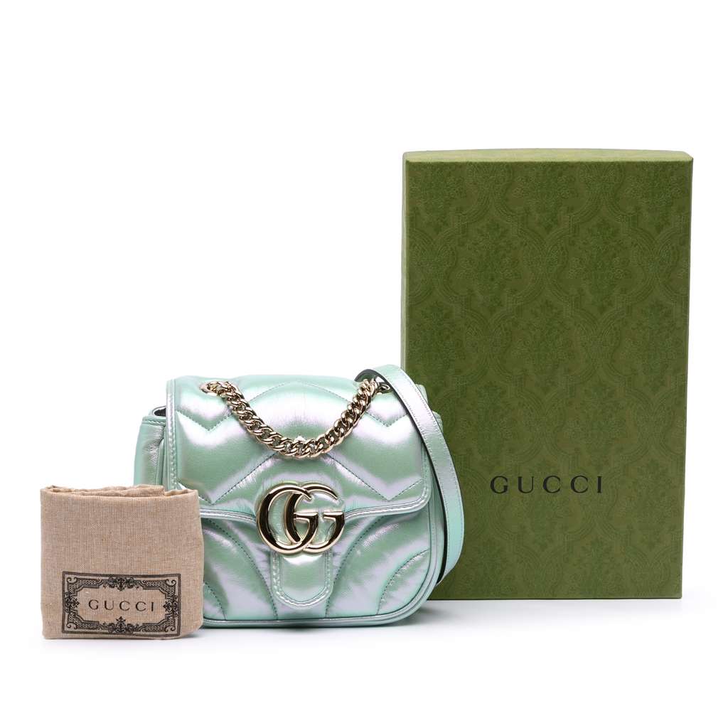 Gucci Mini GG Marmont Matelasse Iridescent Leather Flap Crossbody - Image 10