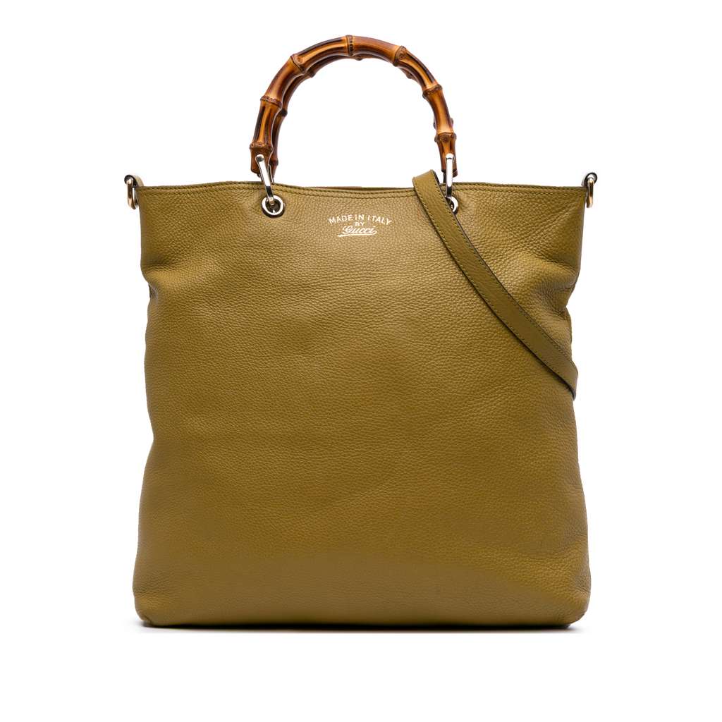 Gucci Tall Leather Bamboo Shopper Tote