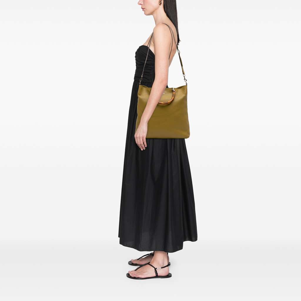 Gucci Tall Leather Bamboo Shopper Tote - Image 12