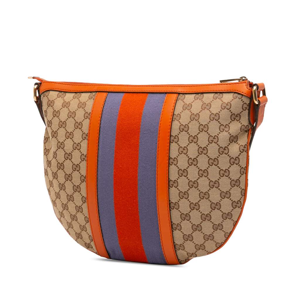 Gucci Medium GG Canvas Web Half Moon Crossbody - 2