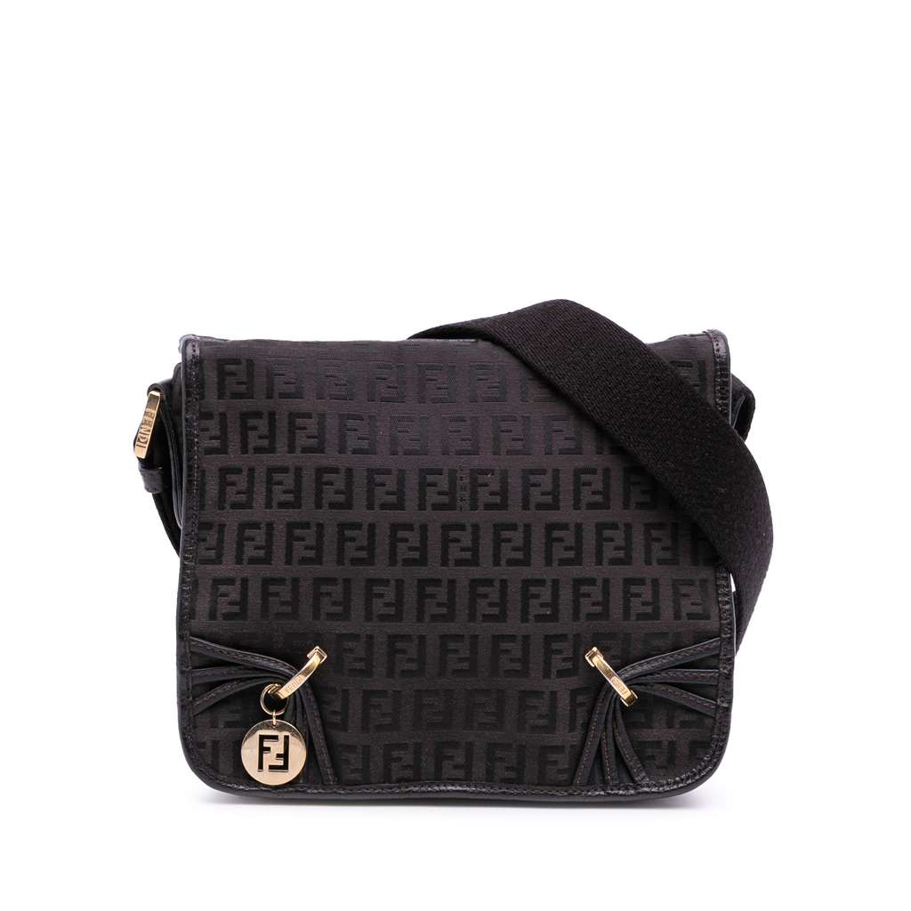 Fendi Small Zucchino Canvas F Charm Crossbody