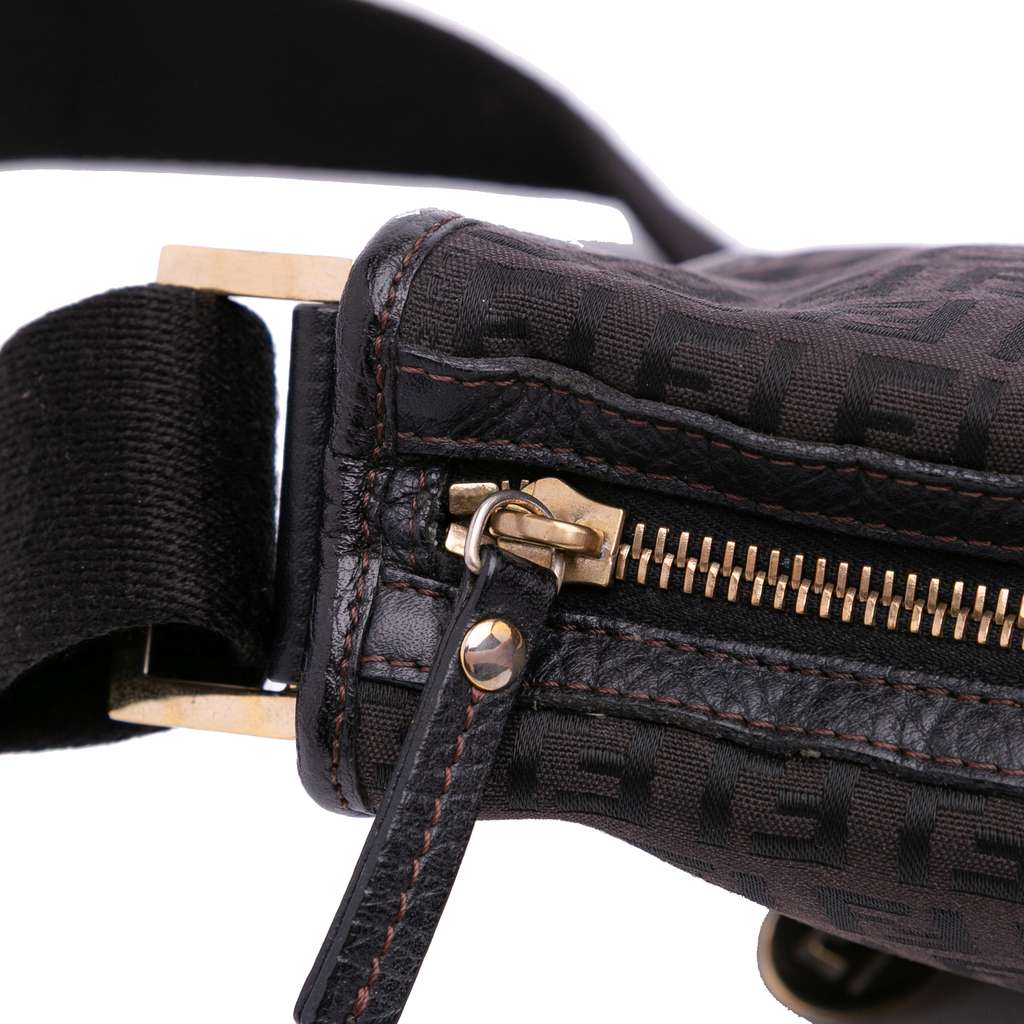 Fendi Small Zucchino Canvas F Charm Crossbody - Detail 1