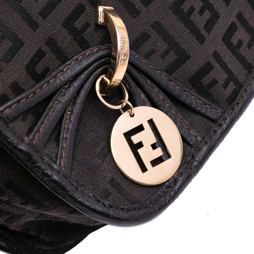 Fendi Small Zucchino Canvas F Charm Crossbody - Detail 2