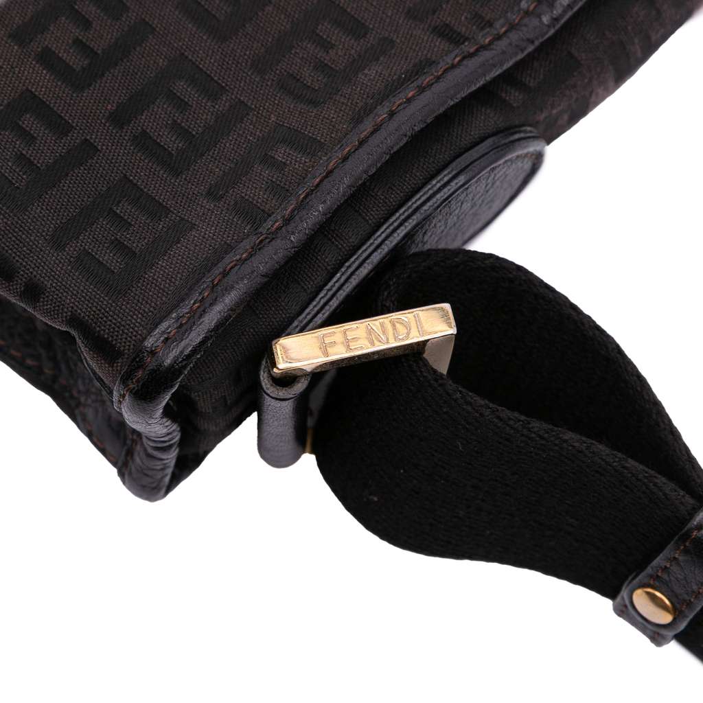 Fendi Small Zucchino Canvas F Charm Crossbody - Image 11